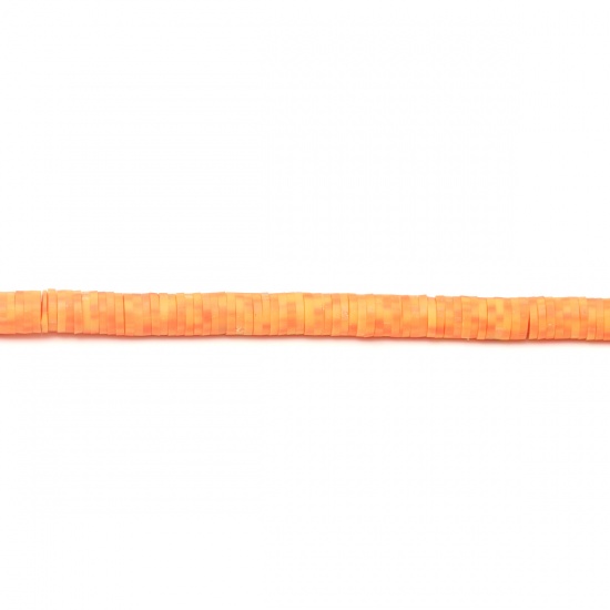 Picture of Polymer Clay Katsuki Beads Heishi Beads Disc Beads Round Orange About 4mm Dia, Hole: Approx 1.1mm, 40.5cm(16") - 40cm(15 6/8") long, 3 Strands (Approx 330 - 350 PCs/Strand)