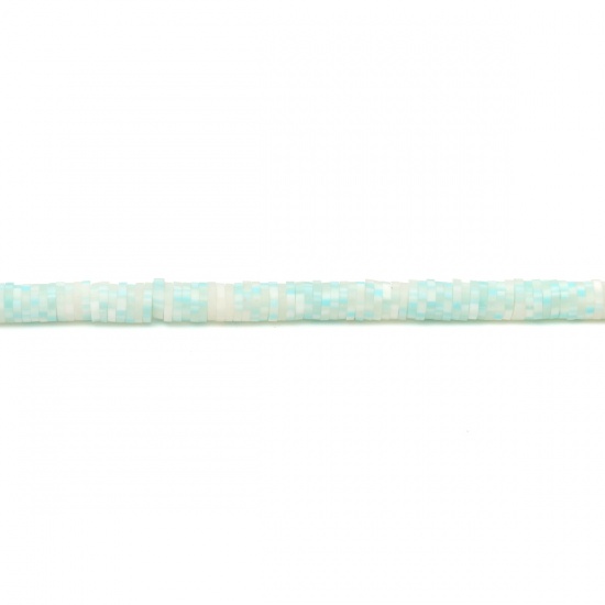 Picture of Polymer Clay Katsuki Beads Heishi Beads Disc Beads Round Light Blue About 5mm Dia, Hole: Approx 1.7mm, 40.5cm(16") - 40cm(15 6/8") long, 3 Strands (Approx 330 - 350 PCs/Strand)
