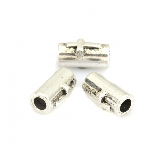 Picture of Zinc Based Alloy Spacer Beads Cylinder Antique Silver Cross About 11mm x 5mm, Hole: Approx 3.9mm, 50 PCs