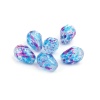 Bild von Glas Perlen Tropfen Blau & Fuchsig Fleck ca. 11mm x 8mm, Loch: ca. 1.3mm, 50 Stück