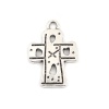 Picture of Zinc Based Alloy Hammered Charms Cross Antique Silver Stripe Hollow 22mm x 16mm, 50 PCs
