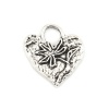 Picture of Zinc Based Alloy Hammered Charms Heart Antique Silver Flower 21mm x 19mm, 50 PCs