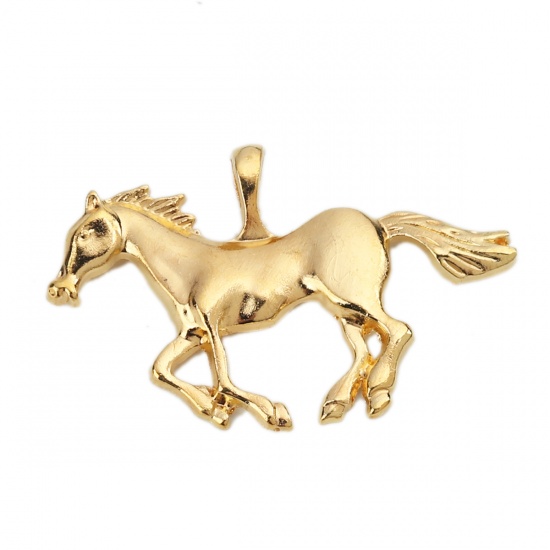 Picture of Zinc Based Alloy Pendants Horse Animal Gold Plated 6.3cm x 4cm, 5 PCs