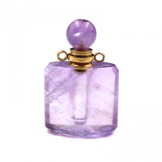 Picture of February Birthstone - Amethyst ( Natural ) Necklace Gold Plated Purple Rectangle 45cm(17 6/8") long, 1 Piece