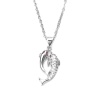Picture of Stainless Steel Necklace Silver Tone Dolphin Animal Clear Cubic Zirconia 45cm(17 6/8") long, 1 Piece