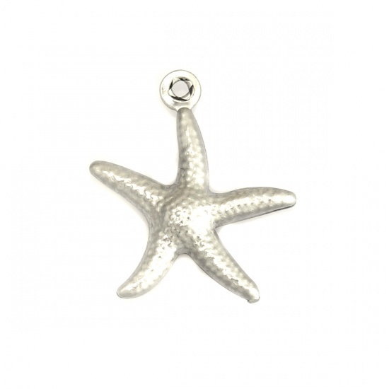 Picture of 304 Stainless Steel Ocean Jewelry Charms Star Fish Silver Tone 16mm x 15mm, 20 PCs