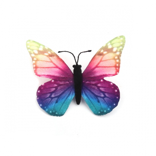 Bild von Stoff Ätherisch Schmetterling Brosche Bunt 5.5cm x 4.2cm, 1 Stück