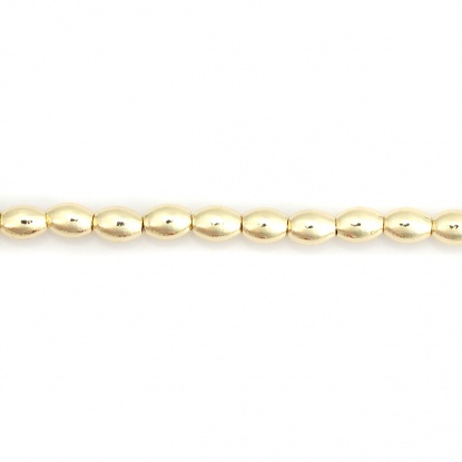 Picture of (Grade B) Hematite ( Natural ) Beads Oval Light Gold About 6mm x 4mm, Hole: Approx 0.8mm, 40cm(15 6/8") - 39.5cm(15 4/8") long, 1 Strand (Approx 71 PCs/Strand)