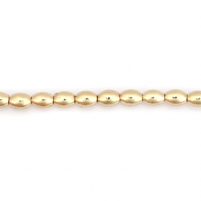 Bild von (Klasse B) Hämatit ( Natur ) Perlen Oval Golden ca. 6mm x 4mm, Loch:ca. 0.8mm, 40cm - 39.5cm lang, 1 Strang (ca. 71 Stück/Strang)