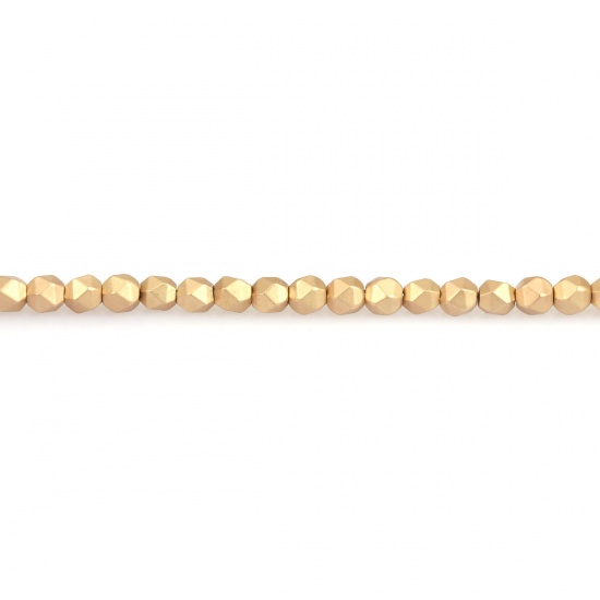Bild von (Klasse B) Hämatit ( Natur ) Perlen Sektfarben Matt ca. 3mm x 3mm, Loch:ca. 0.6mm, 40cm lang, 1 Strang (ca. 130 Stück/Strang)