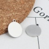 Picture of Stainless Steel Charms Round Silver Tone Blank Stamping Tags One Side 12mm x 10mm, 10 PCs