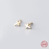 Picture of Sterling Silver Ear Post Stud Earrings Gold Plated Cross Post/ Wire Size: (21 gauge), 1 Pair