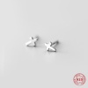 Picture of Sterling Silver Ear Post Stud Earrings Silver Cross Post/ Wire Size: (21 gauge), 1 Pair