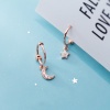 Picture of Sterling Silver Ear Climbers/ Ear Crawlers Rose Gold Star Moon Clear Rhinestone 17mm x 10mm - 17mm x 3mm, 1 Pair