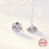 Picture of Sterling Silver & Cubic Zirconia Birthstone Ear Post Stud Earrings Platinum Plated Mauve Round June 5mm Dia., Post/ Wire Size: (21 gauge), 1 Pair