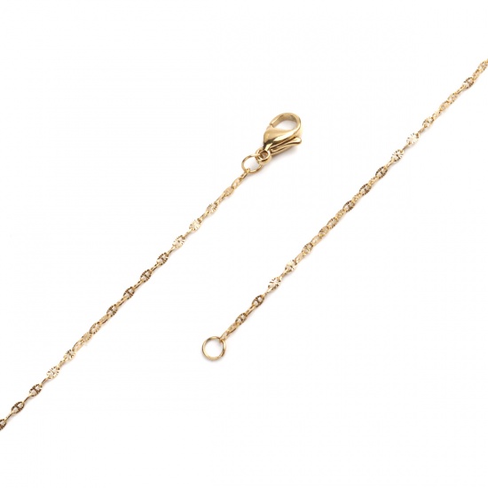 Picture of 304 Stainless Steel Paperclip Chains Textured Chain Necklace Gold Plated 50cm(19 5/8") long, 1 Piece