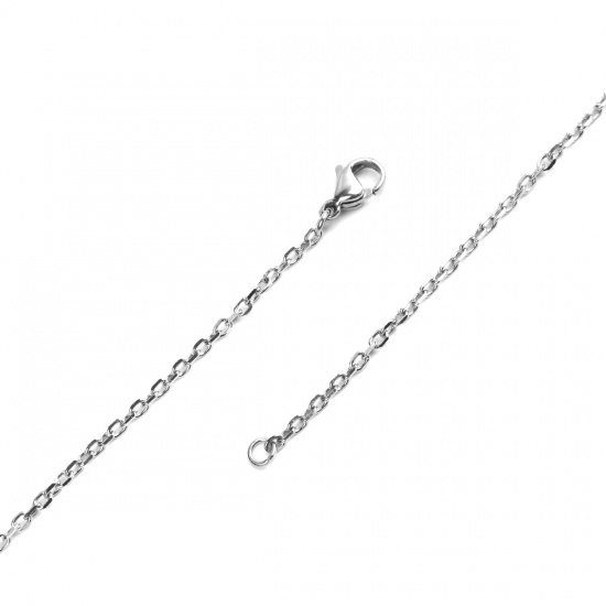 Picture of 304 Stainless Steel Paperclip Chains Link Cable Chain Necklace Silver Tone 50cm(19 5/8") long, 1 Piece