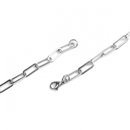 Bild von 304 Edelstahl Büroklammer Ketten Gliederkette Kette Halskette Oval Silberfarbe 60cm lang, 1 Strang