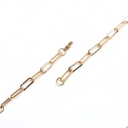Picture of 304 Stainless Steel Paperclip Chains Link Cable Chain Necklace Oval Gold Plated 60cm(23 5/8") long, 1 Piece