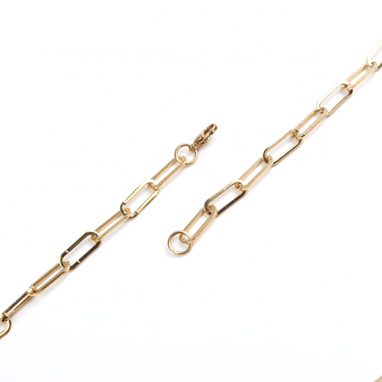 Bild von 304 Edelstahl Büroklammer Ketten Gliederkette Kette Halskette Oval Vergoldet 60cm lang, 1 Strang
