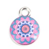 Picture of Zinc Based Alloy & Glass Charms Round Silver Tone Multicolor 14mm x 10mm, 10 PCs