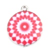 Picture of Zinc Based Alloy Religious Charms Round Silver Tone White & Red Enamel 21mm x 18mm, 10 PCs
