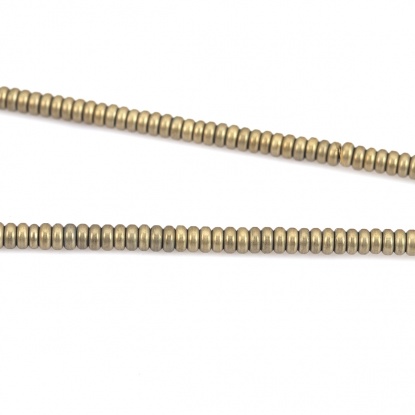 Bild von (Klasse B) Hämatit ( Natur ) Perlen Flachrund Sektfarben Matt ca. 4mm D., Loch:ca. 1mm, 40.5cm lang, 1 Strang (ca. 208 Stück/Strang)