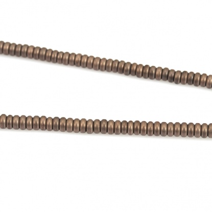Bild von (Klasse B) Hämatit ( Natur ) Perlen Flachrund Kaffeebraun Matt ca. 4mm D., Loch:ca. 1mm, 40.5cm lang, 1 Strang (ca. 208 Stück/Strang)