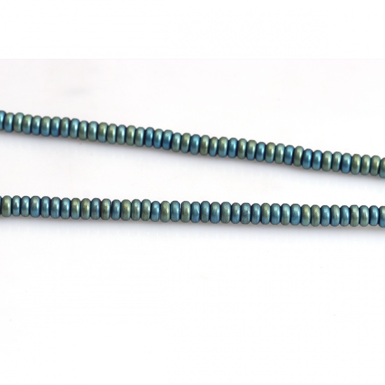Immagine di (Grado B) Ematite ( Naturale ) Perline Tondo Piatto Blu & Verde Matte Come 4mm Dia., Foro:circa 1mm, 40.5cm L unghezza, 1 Filo (Corca 208 Pz/ Sfilza)