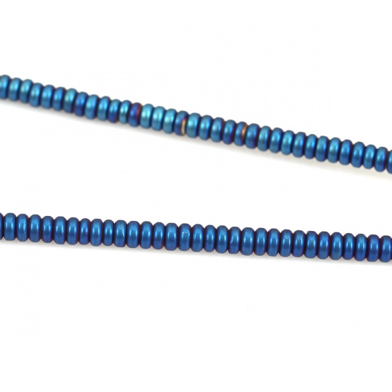 Immagine di (Grado B) Ematite ( Naturale ) Perline Tondo Piatto Blu Matte Come 4mm Dia., Foro:circa 1mm, 40.5cm L unghezza, 1 Filo (Corca 208 Pz/ Sfilza)