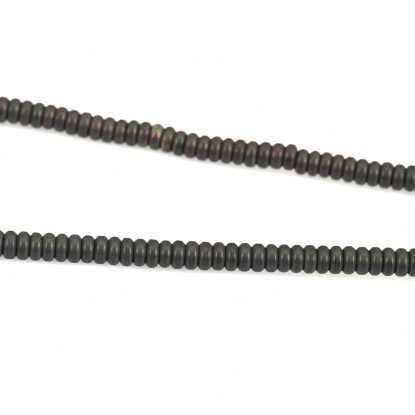 Bild von (Klasse B) Hämatit ( Natur ) Perlen Flachrund Grau Schwarz Matt ca. 4mm D., Loch:ca. 1mm, 40.5cm lang, 1 Strang (ca. 208 Stück/Strang)