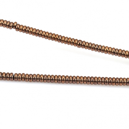 Bild von (Klasse B) Hämatit ( Natur ) Perlen Flachrund Braun ca. 4mm D., Loch:ca. 1mm, 40.5cm lang, 1 Strang (ca. 208 Stück/Strang)