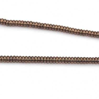 Bild von (Klasse B) Hämatit ( Natur ) Perlen Flachrund Kaffeebraun ca. 4mm D., Loch:ca. 1mm, 40.5cm lang, 1 Strang (ca. 208 Stück/Strang)