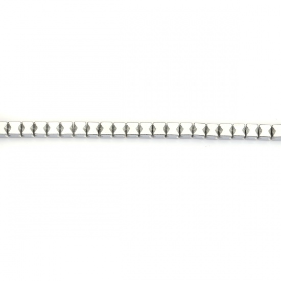 Immagine di (Grado B) Ematite ( Naturale ) Perline Poligono Argento Sezione Come 4mm x 4mm, Foro:circa 1mm, 41cm - 40.5cm L unghezza, 1 Filo (Corca 103 Pz/ Sfilza)