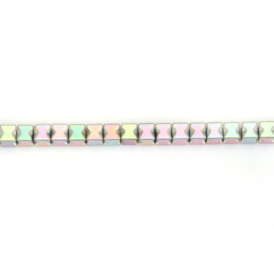 Immagine di (Grado B) Ematite ( Naturale ) Perline Poligono Multicolore Sezione Come 4mm x 4mm, Foro:circa 1mm, 41cm - 40.5cm L unghezza, 1 Filo (Corca 103 Pz/ Sfilza)