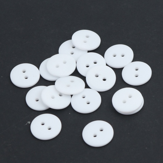 Picture of Resin Sewing Buttons Scrapbooking 2 Holes Round White 15mm Dia, 200 PCs