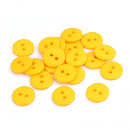 樹脂 縫製ボタン 2つ穴 円形 オレンジ色 15mm 直径、 200 個 の画像