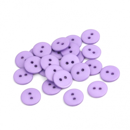 樹脂 縫製ボタン 2つ穴 円形 紫 15mm 直径、 200 個 の画像