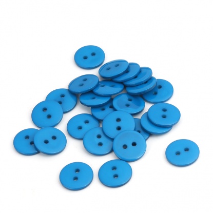 Picture of Resin Sewing Buttons Scrapbooking 2 Holes Round Navy Blue 15mm Dia, 200 PCs