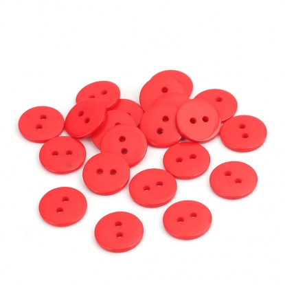 Picture of Resin Sewing Buttons Scrapbooking 2 Holes Round Red 15mm Dia, 200 PCs