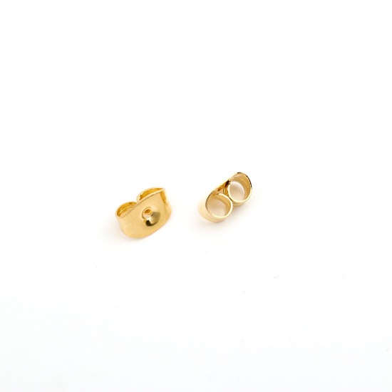 Picture of 304 Stainless Steel Ear Nuts Post Stopper Earring Findings Butterfly Animal Gold Plated 6mm x 4mm, 50 PCs