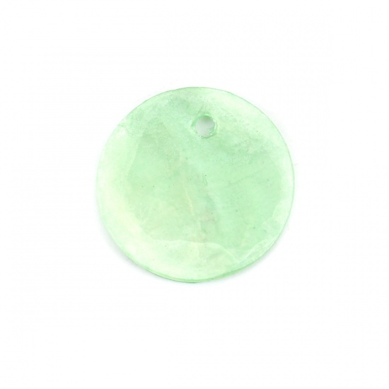 Bild von Natur Muschel Charms Rund Grün 15mm D., 20 Stück