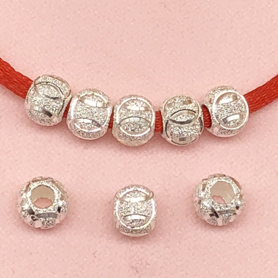 Bild von Sterling Silber Spacer Perlen Rund Kreis Matt ca. 6mm D., Loch:ca. 3mm, 1 Stück