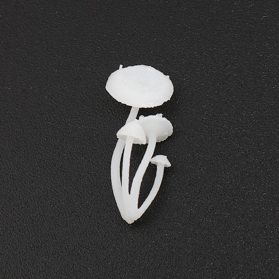 Picture of Plastic Resin Jewelry Craft Filling Material White Mushroom 16mm x 7mm, 1 Piece