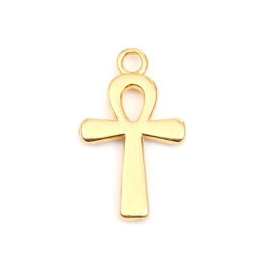 Picture of Zinc Based Alloy Religious Charms Ankh Gold Plated 22mm x 13mm, 50 PCs