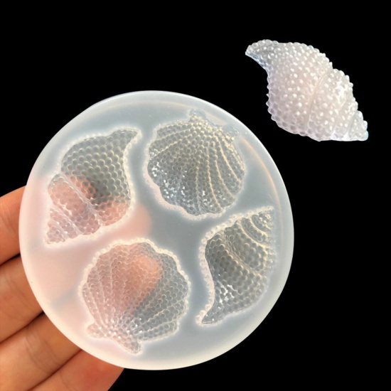 Picture of Silicone Resin Mold For Jewelry Making Round White Shell 7cm Dia., 10 PCs
