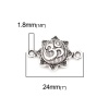 Imagen de Zamak Religión Conectores Sol Plata Antigua Símbolo de OM (Apta ss4 Pointed Back Rhinestone) 24mm x 16mm, 50 Unidades