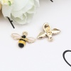 Picture of Zinc Based Alloy Insect Charms Bee Animal Gold Plated Black & Yellow Enamel 15mm x 12mm, 10 PCs