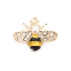 Bild von Zinklegierung Insekt Charms Biene Vergoldet Schwarz & Gelb Transparent Strass Acryl Imitat Perle 21mm x 17mm, 5 Stück