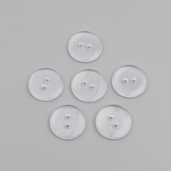 Picture of Resin Sewing Buttons Scrapbooking Two Holes Round Transparent Clear 15mm Dia, 300 PCs
